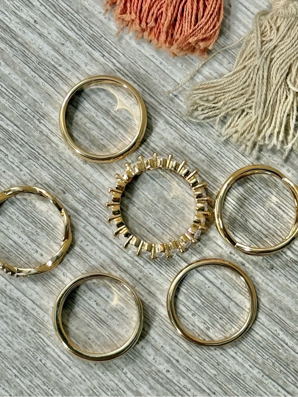 NWT Gold Cubic Zirconia Stackable Ring Set